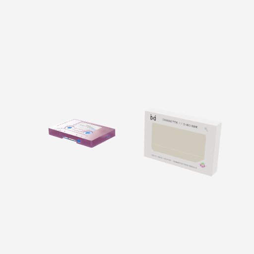 the cassette beside its retail box, from the assembly animation